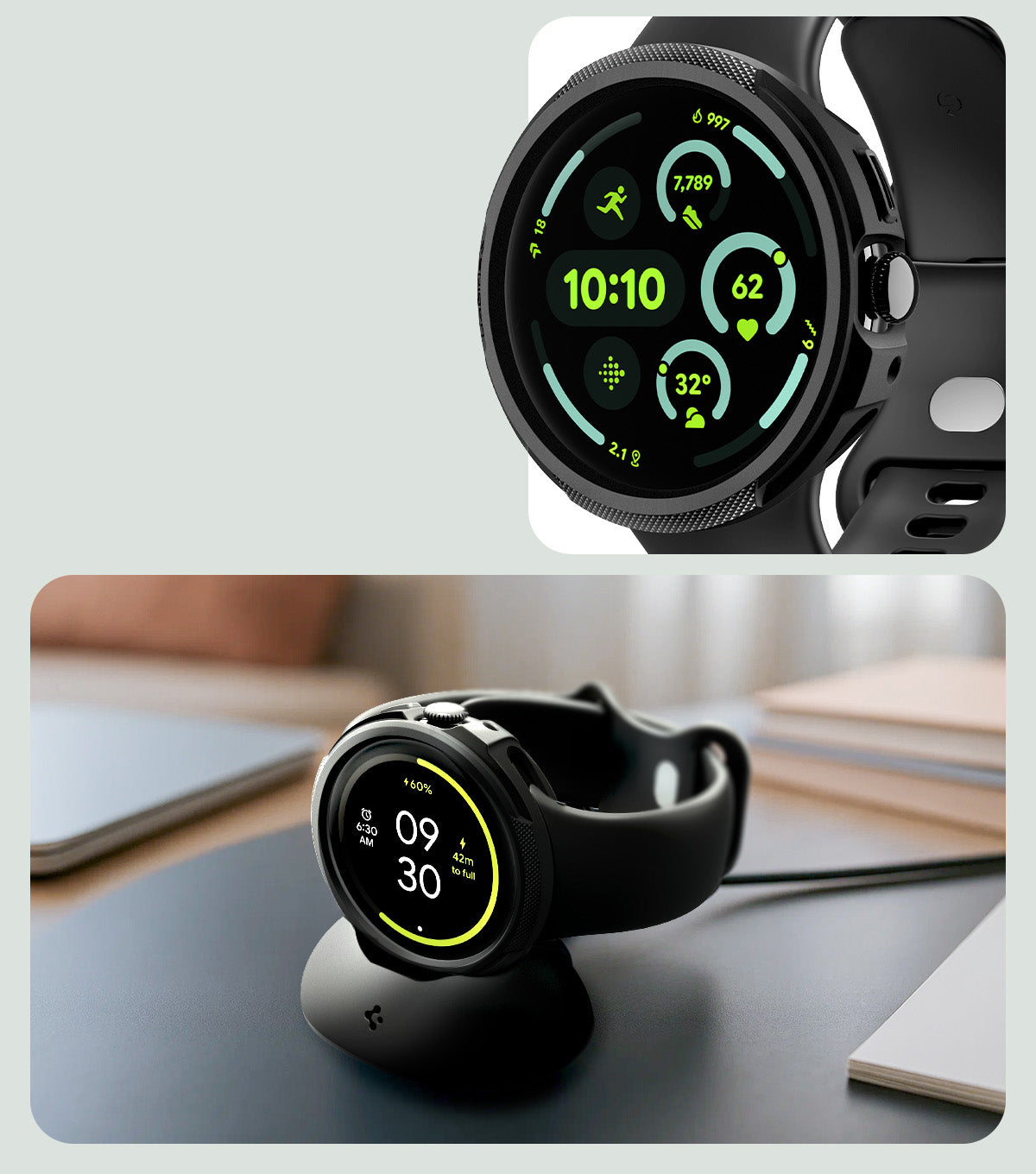Hülle für Pixel Watch 4 41 mm, Spigen Liquid Air, Schwarz