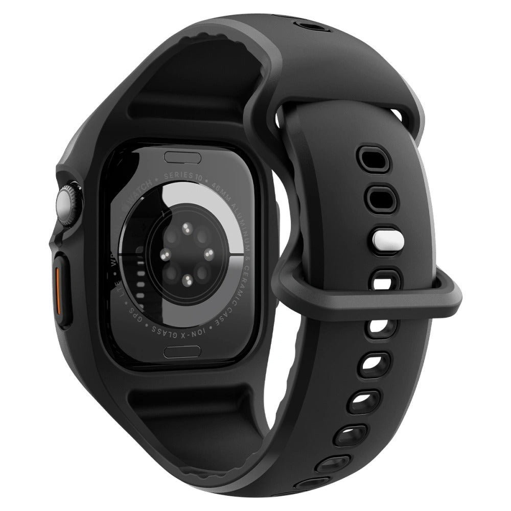 Hülle mit einem Armband für Apple Watch 11 / 10 (46 mm), Spigen Liquid Air Pro, Schwarz