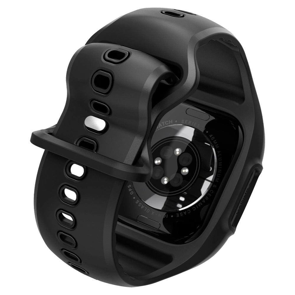 Hülle mit einem Armband für Apple Watch 11 / 10 (46 mm), Spigen Liquid Air Pro, Schwarz