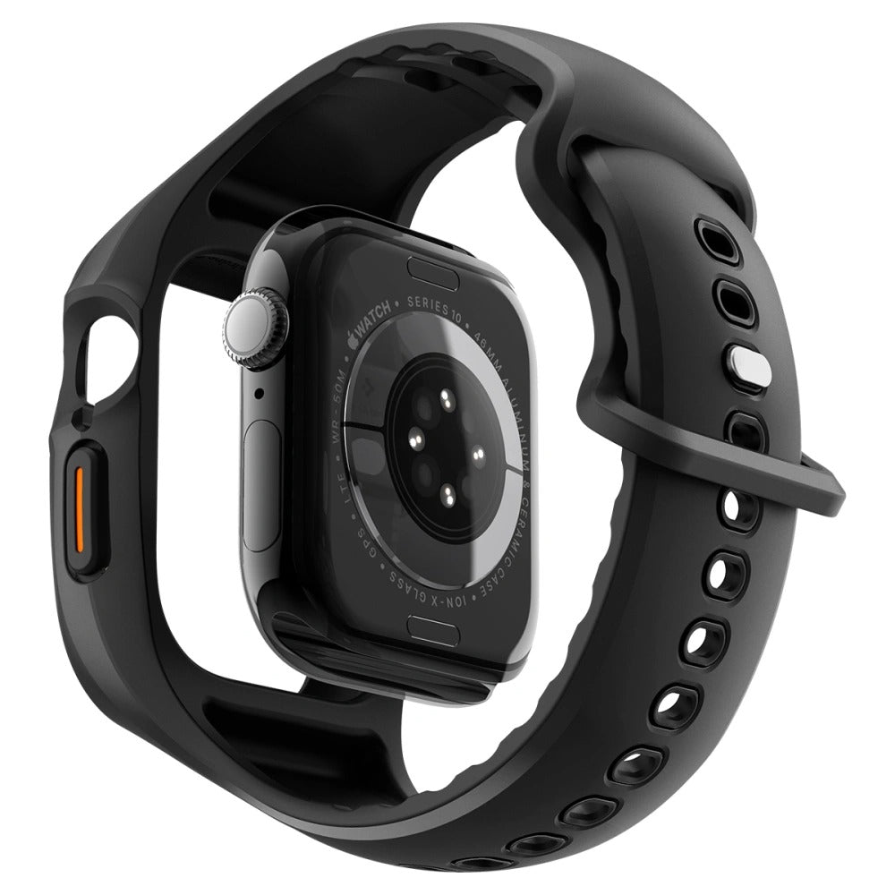 Hülle mit einem Armband für Apple Watch 11 / 10 (46 mm), Spigen Liquid Air Pro, Schwarz