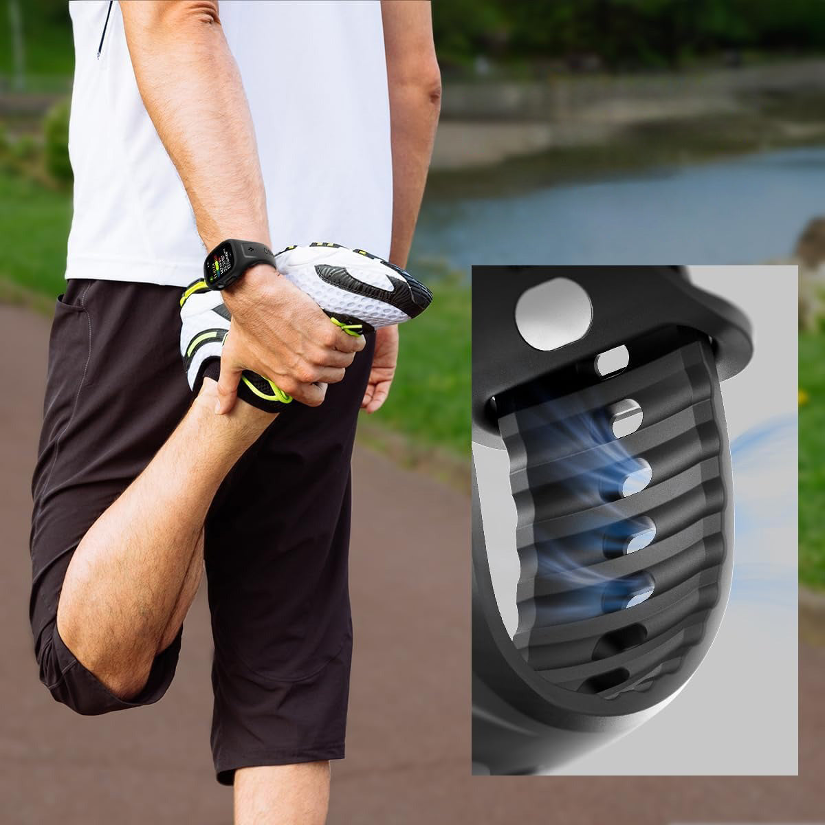 Hülle mit einem Armband für Apple Watch 11 / 10 (46 mm), Spigen Liquid Air Pro, Schwarz