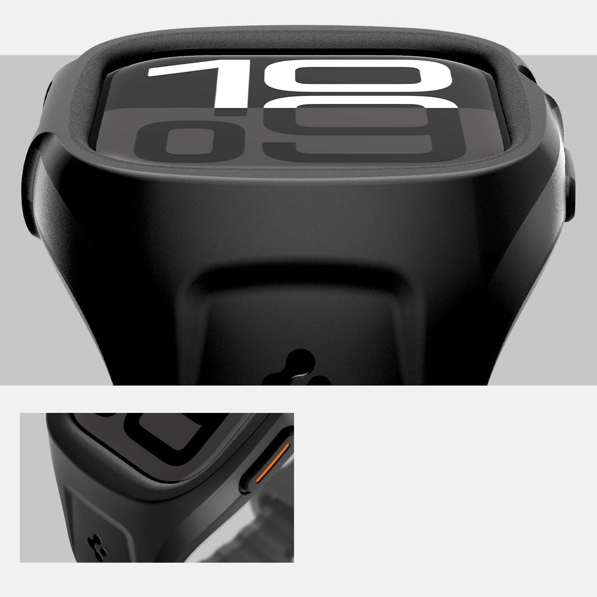 Hülle mit einem Armband für Apple Watch 11 / 10 (46 mm), Spigen Liquid Air Pro, Schwarz