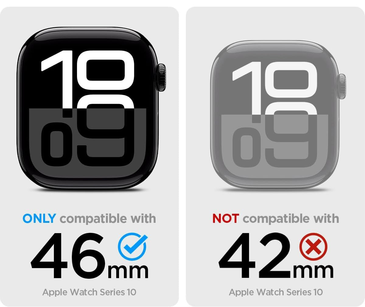 Hülle mit einem Armband für Apple Watch 11 / 10 (46 mm), Spigen Liquid Air Pro, Schwarz