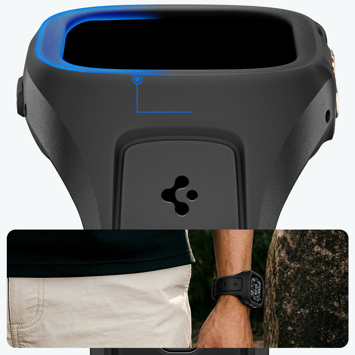 Hülle mit einem Armband für Apple Watch Ultra 3 / 2 / 1 (49 mm), Spigen Liquid Air Pro, Schwarz