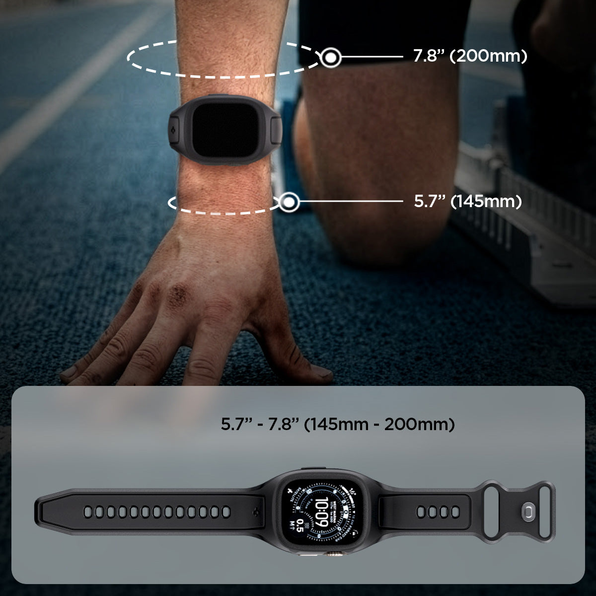 Hülle mit einem Armband für Apple Watch Ultra 3 / 2 / 1 (49 mm), Spigen Liquid Air Pro, Schwarz