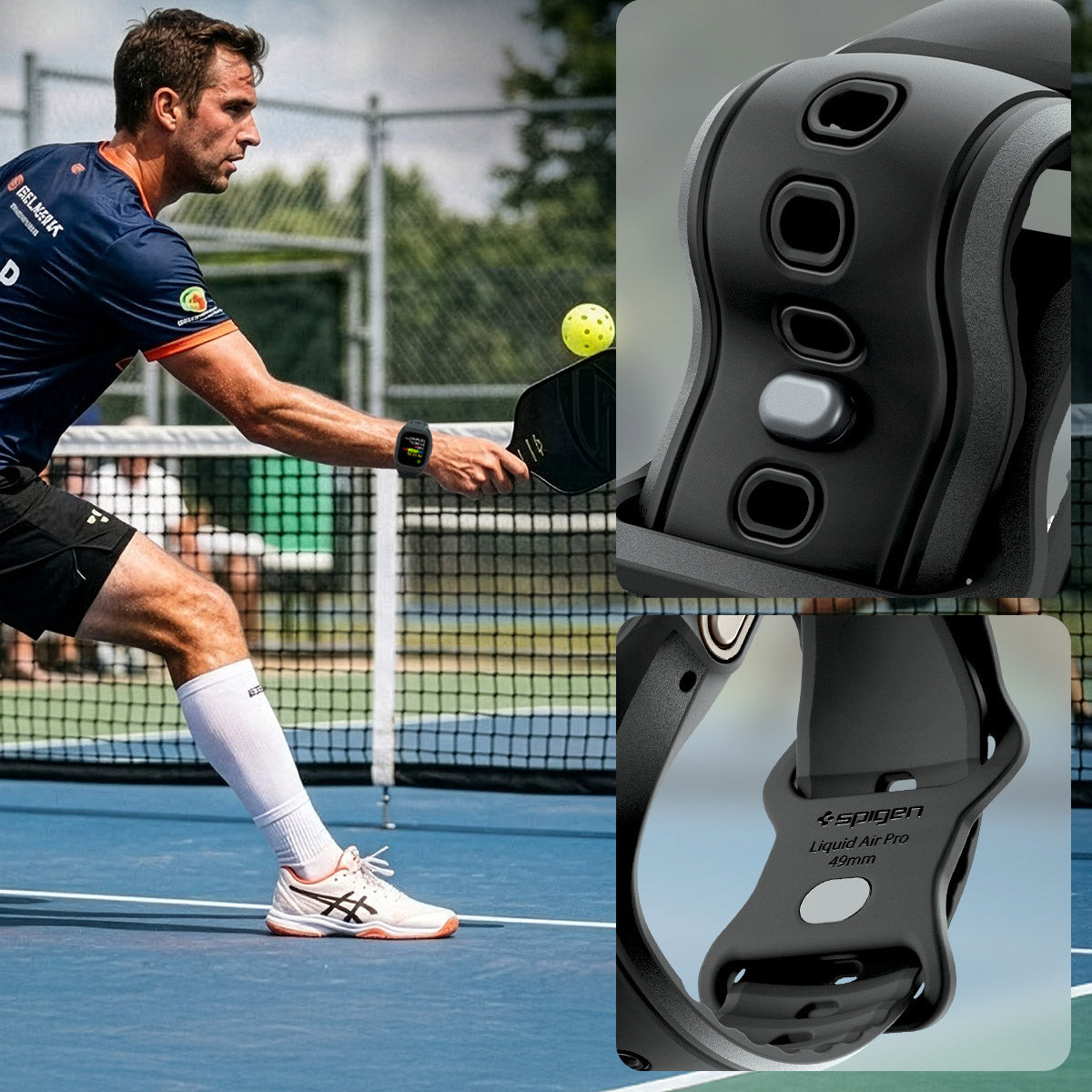 Hülle mit einem Armband für Apple Watch Ultra 3 / 2 / 1 (49 mm), Spigen Liquid Air Pro, Schwarz