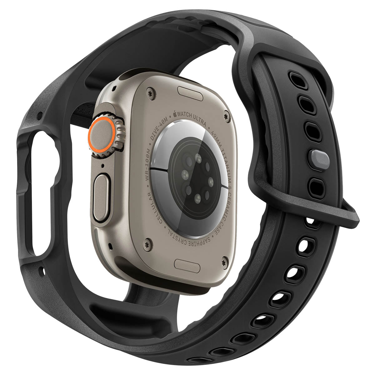 Hülle mit einem Armband + Glas für Apple Watch Ultra 3 / 2 / 1 (49 mm), Spigen Liquid Air Pro SP, Schwarz