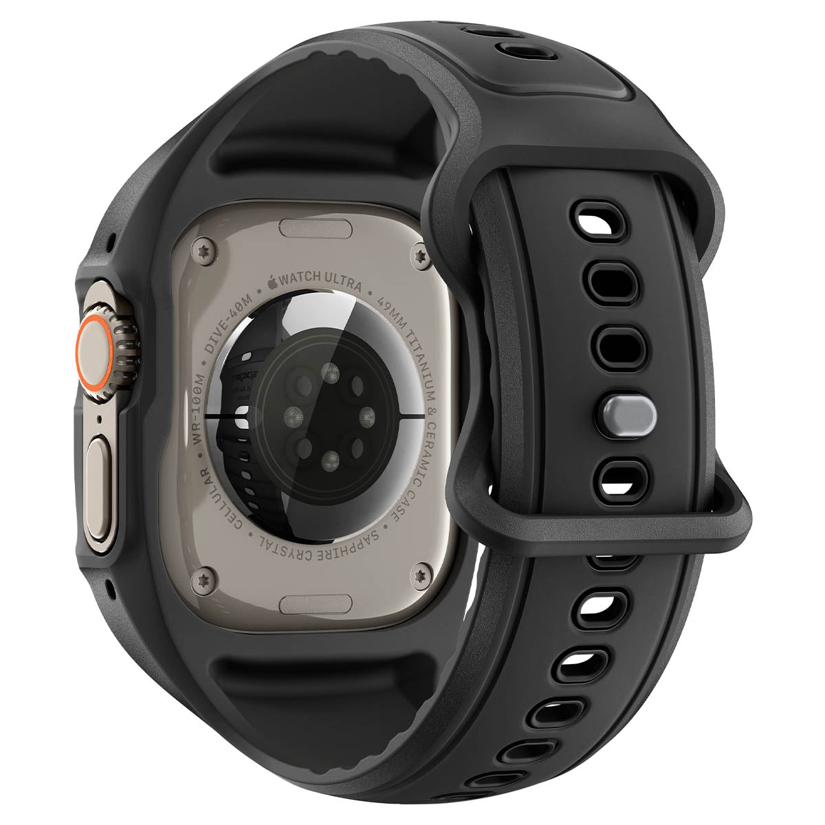 Hülle mit einem Armband + Glas für Apple Watch Ultra 3 / 2 / 1 (49 mm), Spigen Liquid Air Pro SP, Schwarz