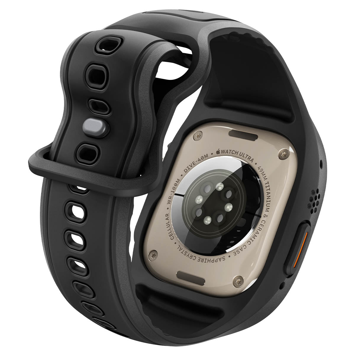 Hülle mit einem Armband + Glas für Apple Watch Ultra 3 / 2 / 1 (49 mm), Spigen Liquid Air Pro SP, Schwarz