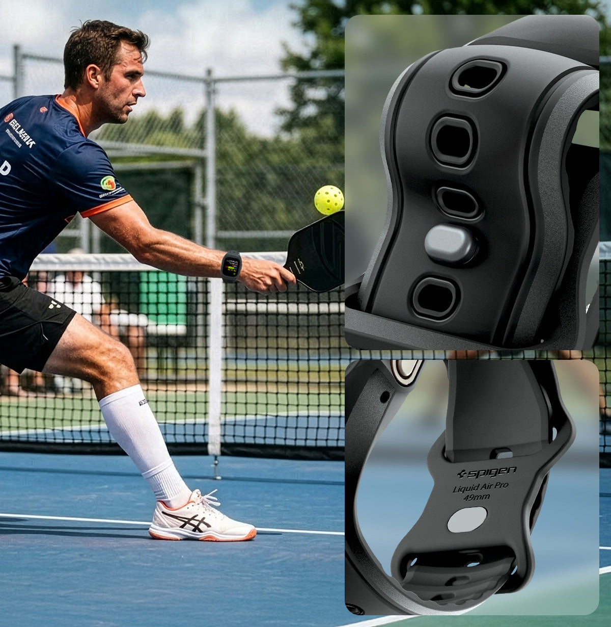 Hülle mit einem Armband + Glas für Apple Watch Ultra 3 / 2 / 1 (49 mm), Spigen Liquid Air Pro SP, Schwarz
