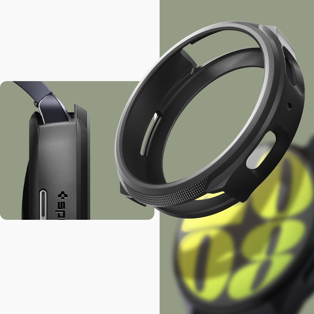 Schutzhülle für Galaxy Watch 7 40mm, Spigen Liquid Air, Schwarz