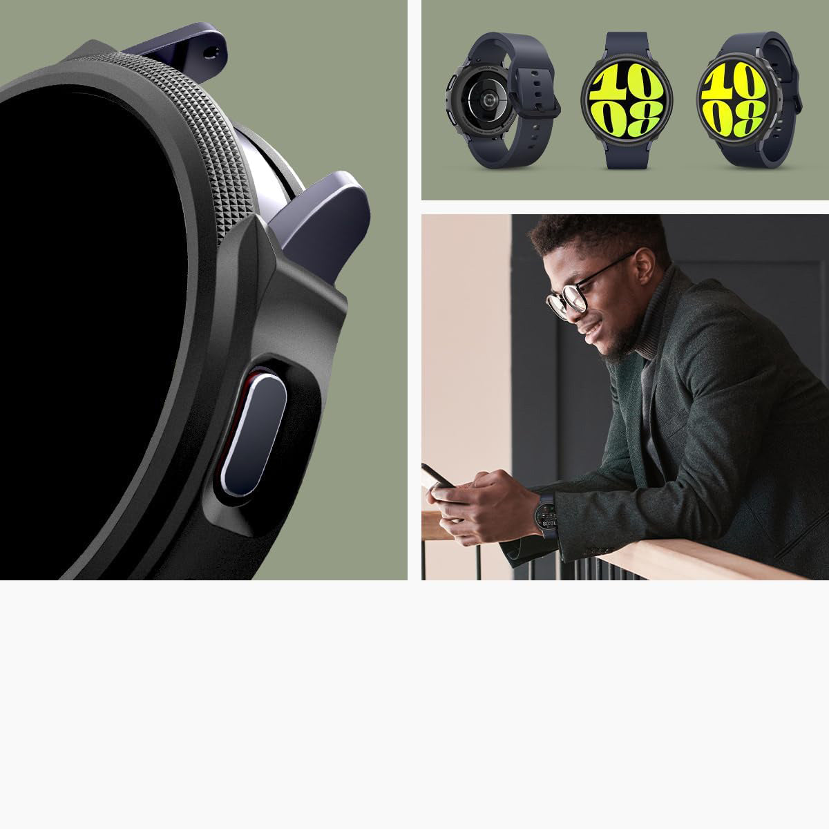 Schutzhülle für Galaxy Watch 7 44mm, Spigen Liquid Air, Schwarz