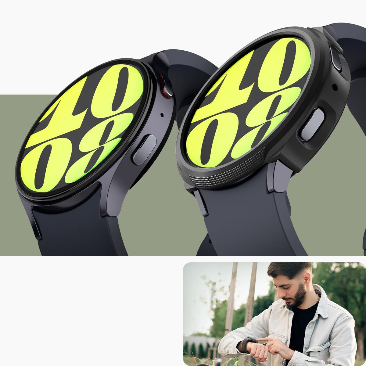 Schutzhülle für Galaxy Watch 7 44mm, Spigen Liquid Air, Schwarz