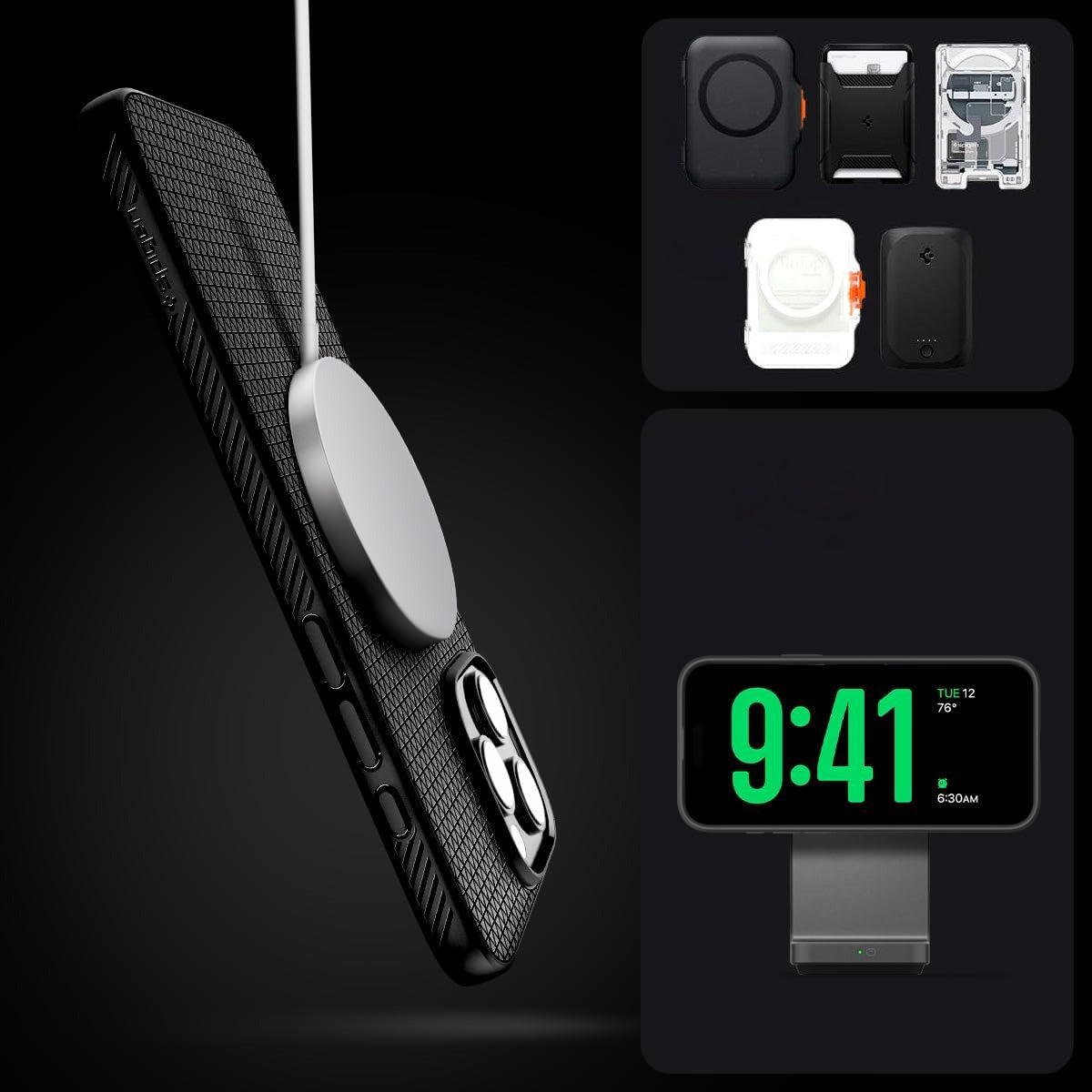 Handyhülle für iPhone 16 Pro Max, Spigen Liquid Air T Mag (CC) mit MagSafe, Schwarz
