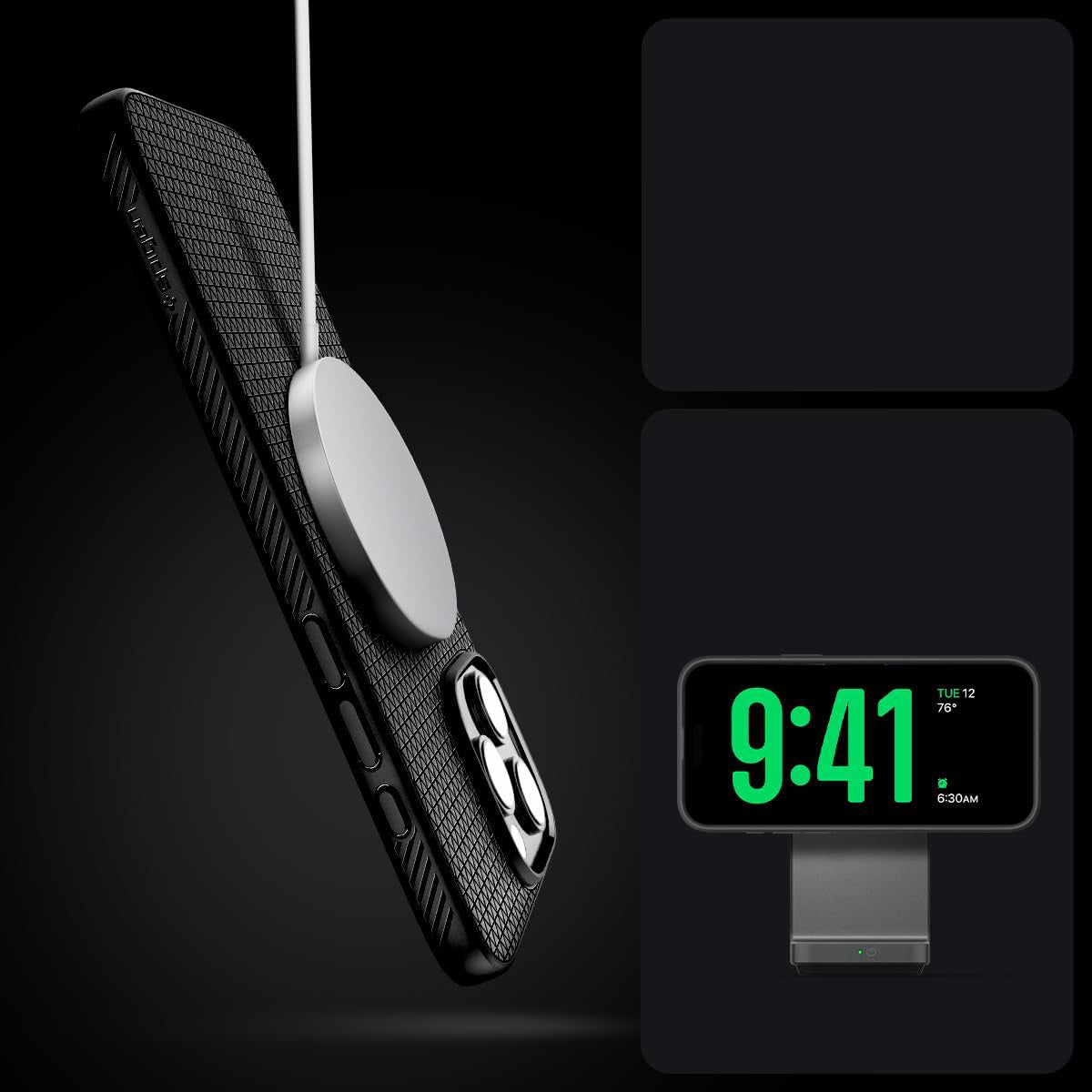 Handyhülle für iPhone 16 Pro, Spigen Liquid Air T Mag (CC) mit MagSafe, Schwarz