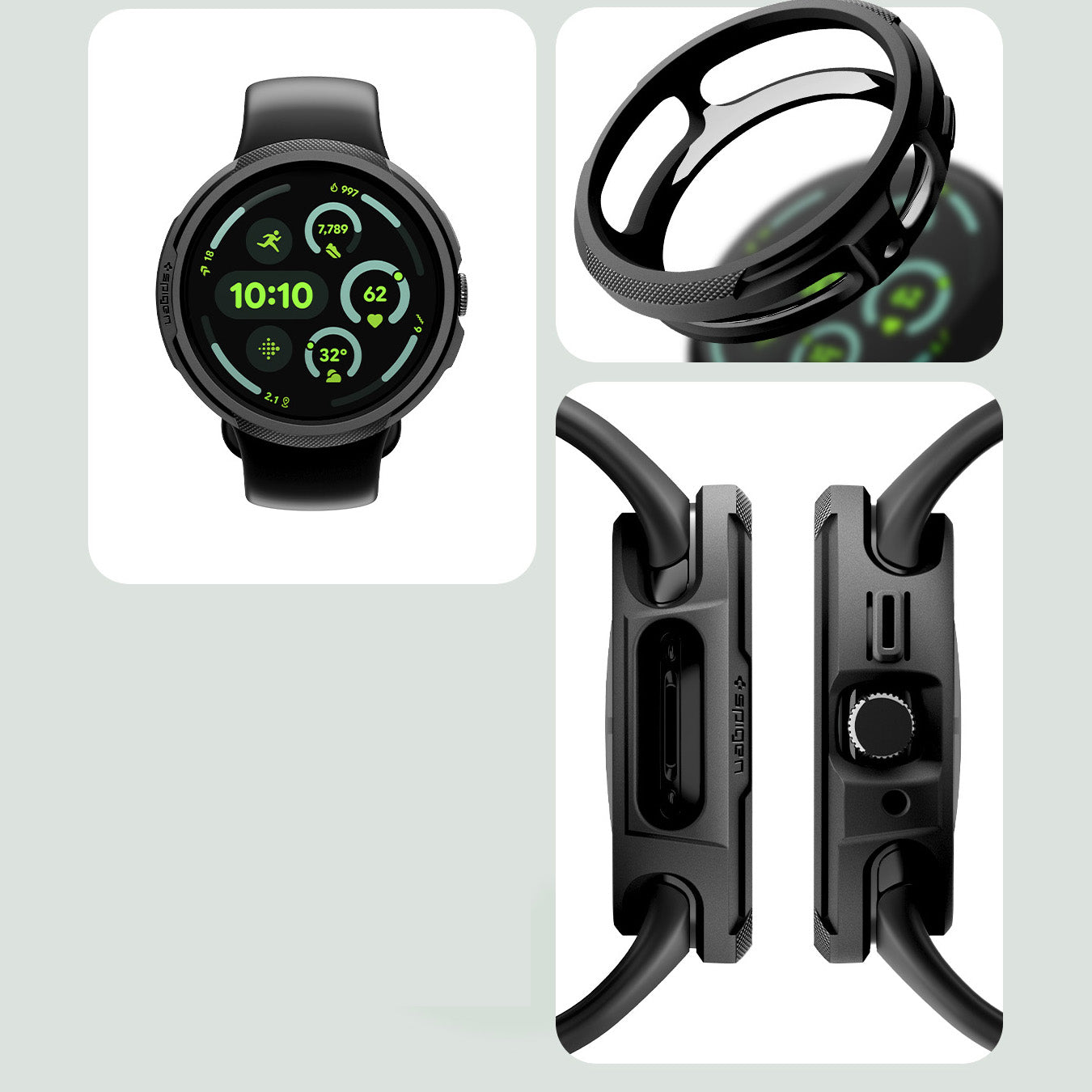 Hülle für Pixel Watch 4 45 mm, Spigen Liquid Air V2, Schwarz