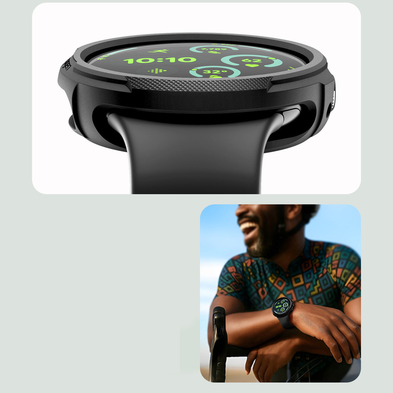 Hülle für Pixel Watch 4 45 mm, Spigen Liquid Air V2, Schwarz