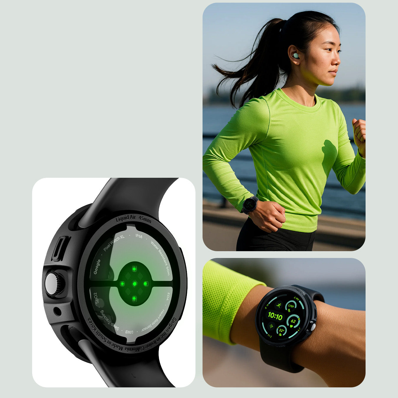 Hülle für Pixel Watch 4 45 mm, Spigen Liquid Air V2, Schwarz