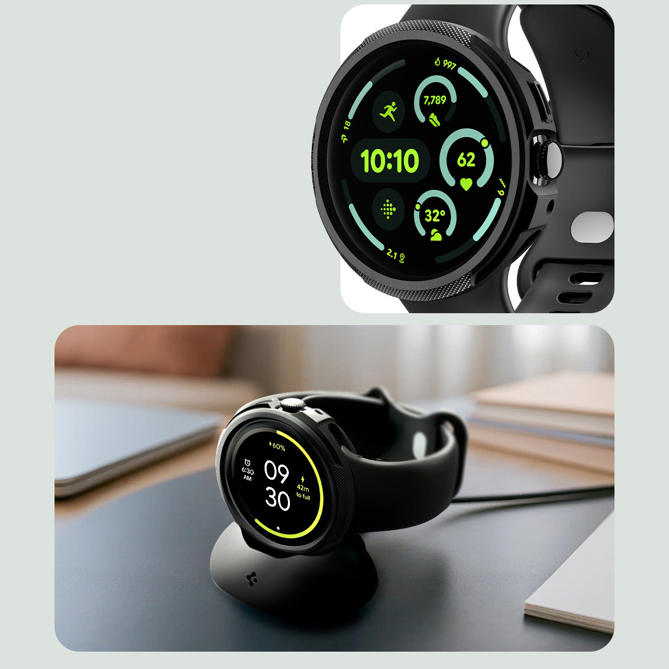 Hülle für Pixel Watch 4 45 mm, Spigen Liquid Air V2, Schwarz