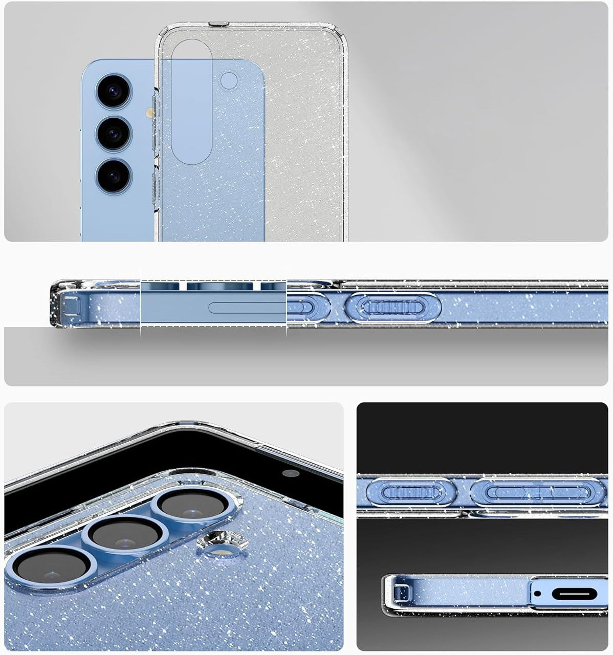 Handyhülle für Galaxy S25 Plus, Spigen Liquid Crystal Glitter, Transparent mit Glitzer