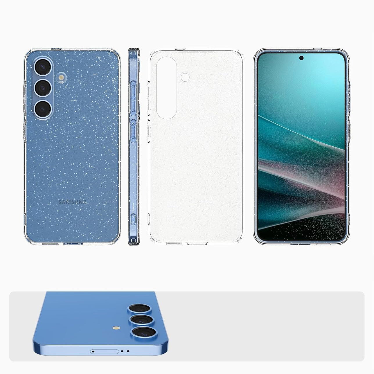 Handyhülle für Galaxy S25 Plus, Spigen Liquid Crystal Glitter, Transparent mit Glitzer