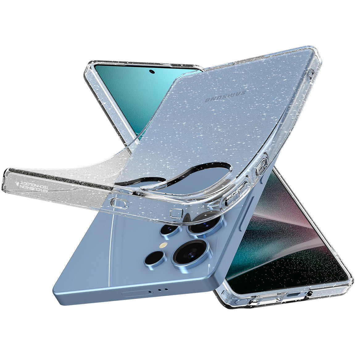 Handyhülle für Galaxy S25 Ultra, Spigen Liquid Crystal Glitter, Transparent mit Glitzer