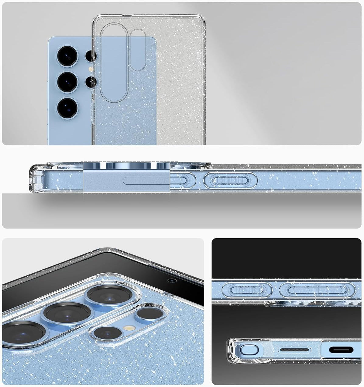 Handyhülle für Galaxy S25 Ultra, Spigen Liquid Crystal Glitter, Transparent mit Glitzer