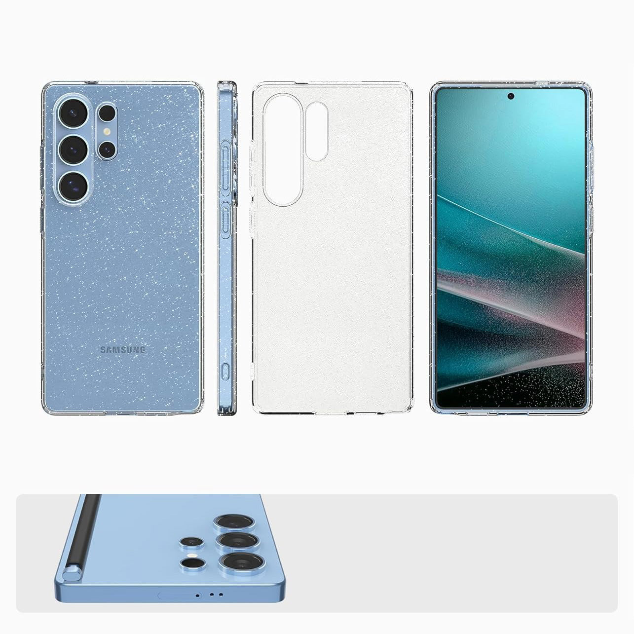 Handyhülle für Galaxy S25 Ultra, Spigen Liquid Crystal Glitter, Transparent mit Glitzer