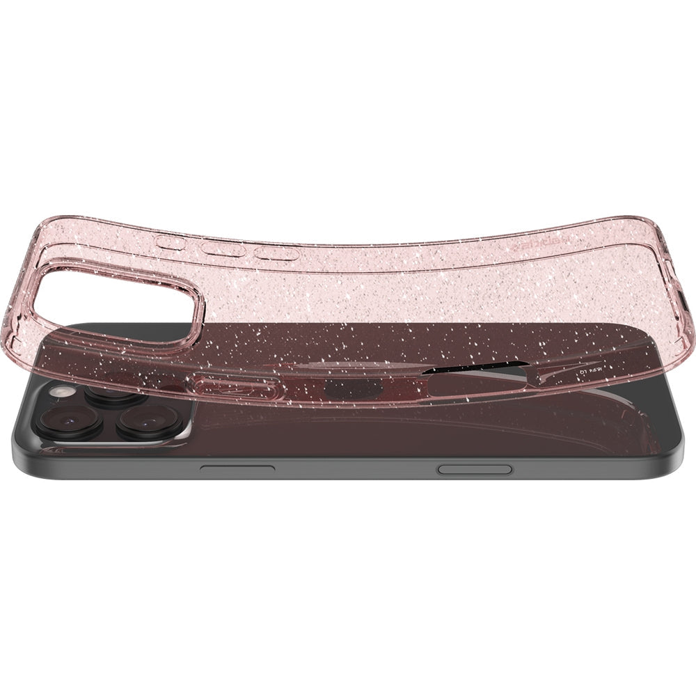 Handyhülle für iPhone 16 Pro, Spigen Liquid Crystal Glitter, Rosa mit Glitzer