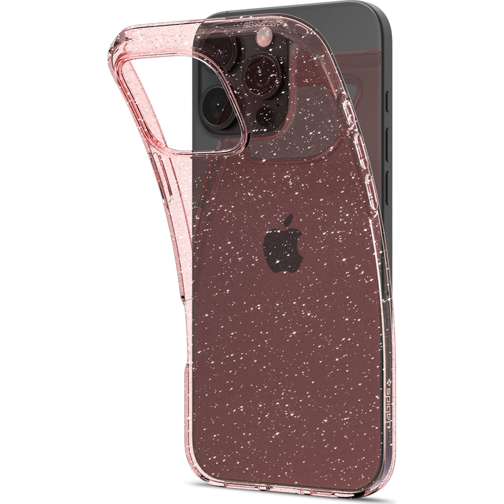 Handyhülle für iPhone 16 Pro, Spigen Liquid Crystal Glitter, Rosa mit Glitzer