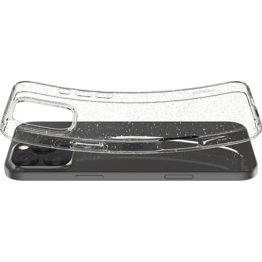Handyhülle für iPhone 16 Pro, Spigen Liquid Crystal Glitter, Transparent mit Glitzer