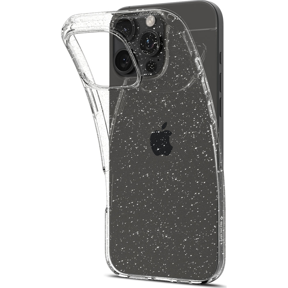 Handyhülle für iPhone 16 Pro, Spigen Liquid Crystal Glitter, Transparent mit Glitzer