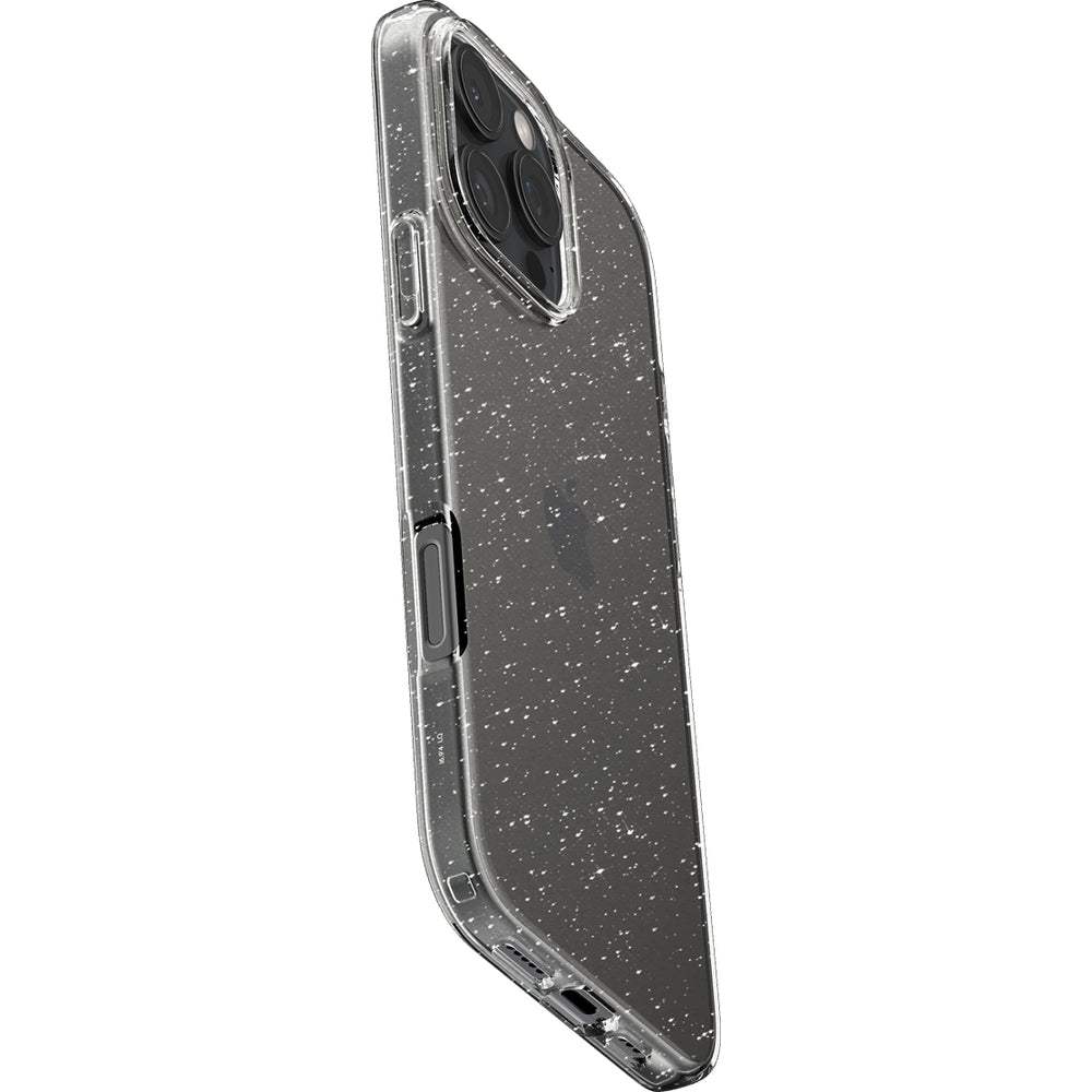 Handyhülle für iPhone 16 Pro, Spigen Liquid Crystal Glitter, Transparent mit Glitzer
