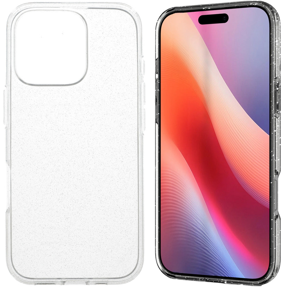 Handyhülle für iPhone 16 Pro, Spigen Liquid Crystal Glitter, Transparent mit Glitzer