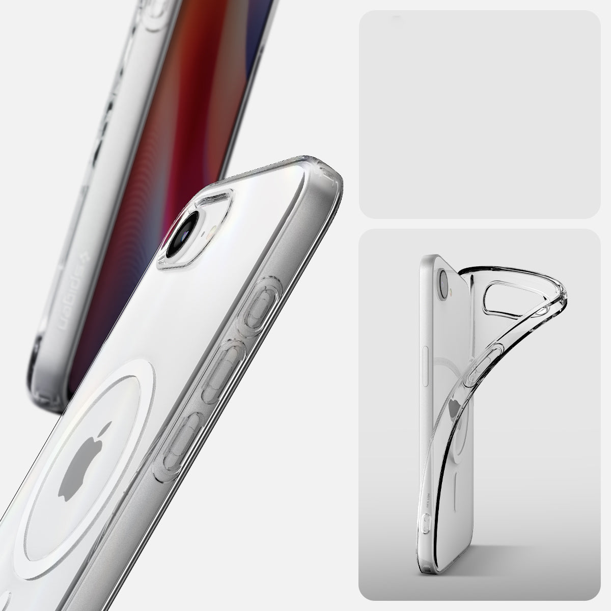 Handyhülle für iPhone 17e / 16e, Spigen Liquid Crystal Mag mit MagSafe, Transparent-Weiß