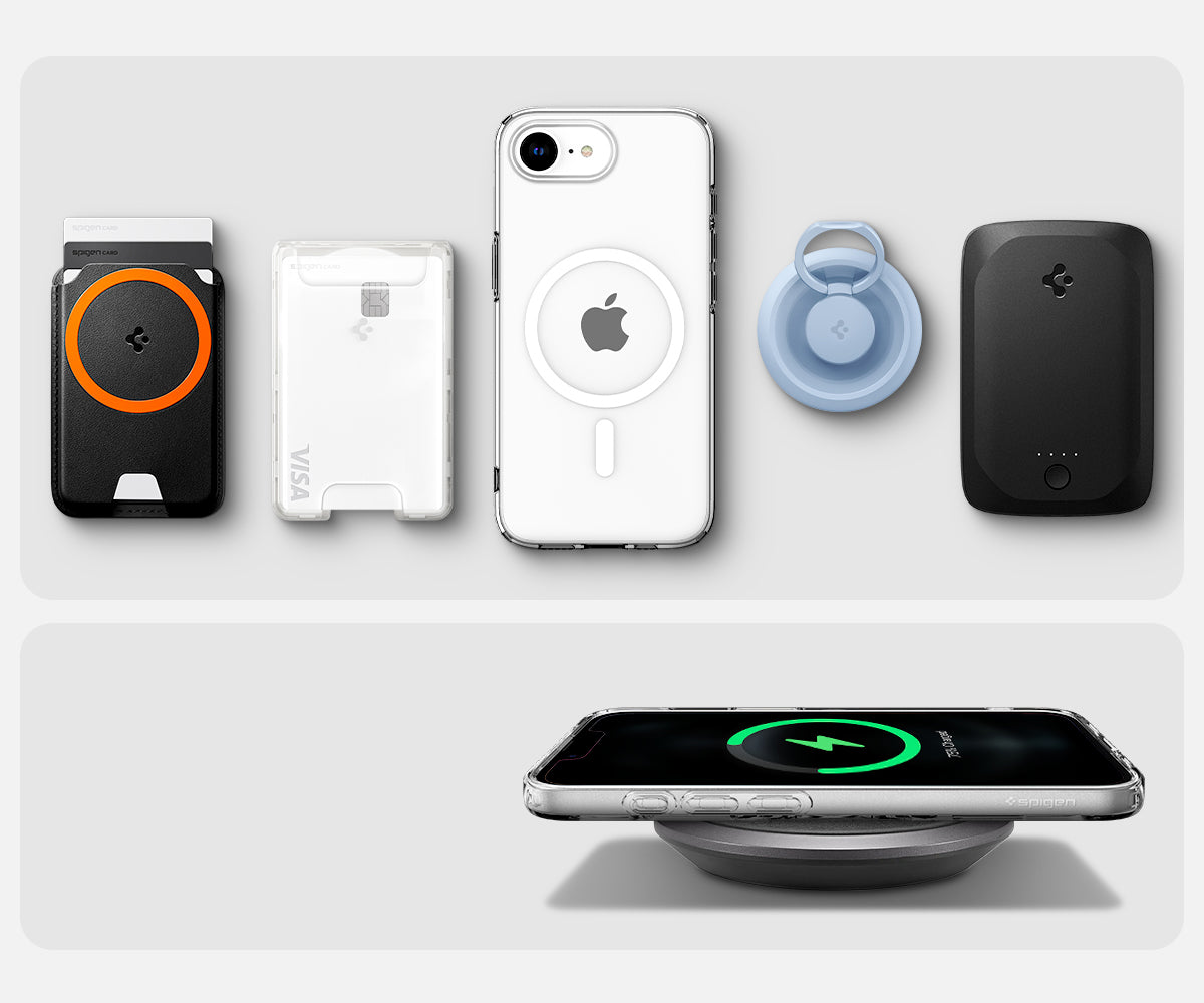 Handyhülle für iPhone 17e / 16e, Spigen Liquid Crystal Mag mit MagSafe, Transparent-Weiß
