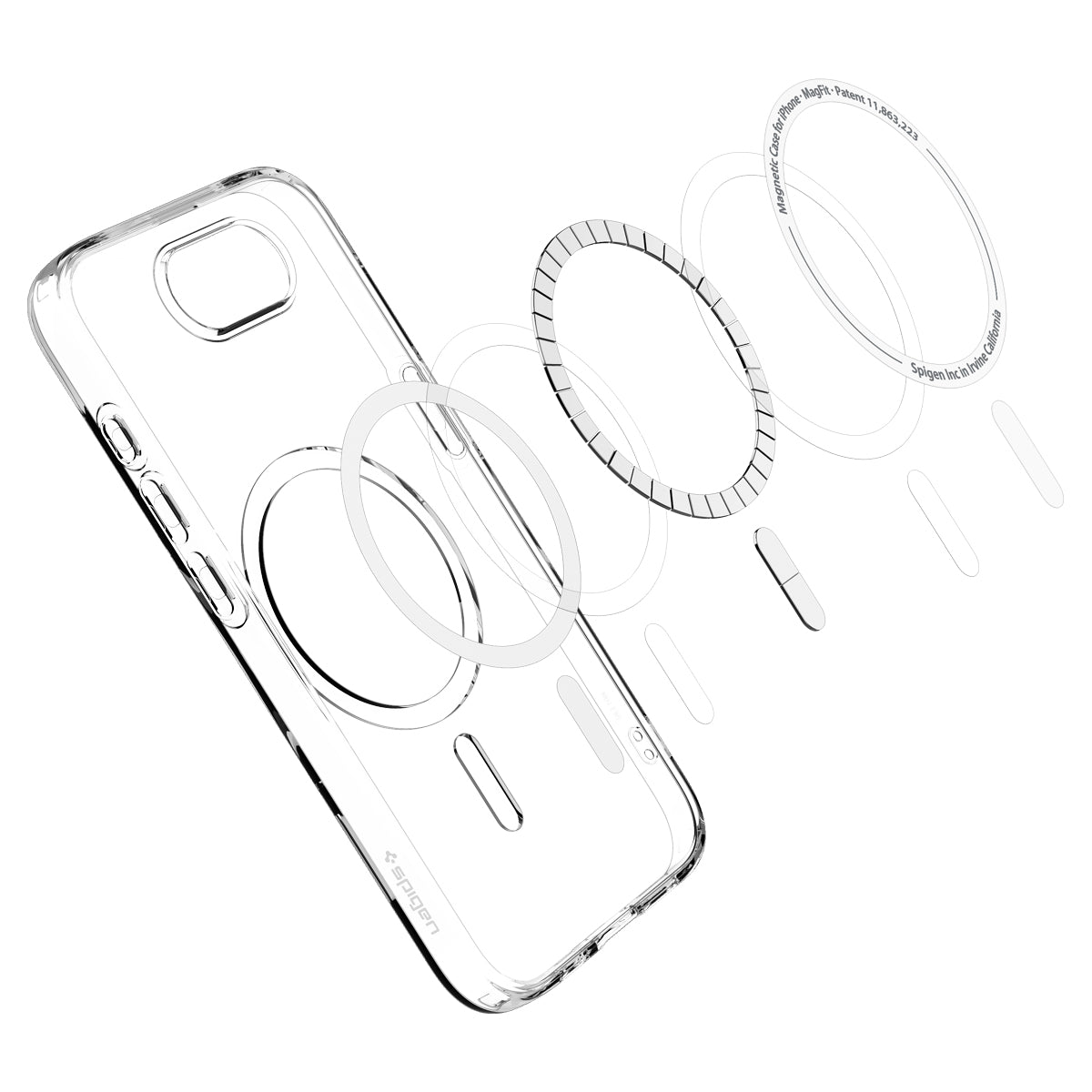 Handyhülle für iPhone 17e / 16e, Spigen Liquid Crystal Mag mit MagSafe, Transparent-Weiß