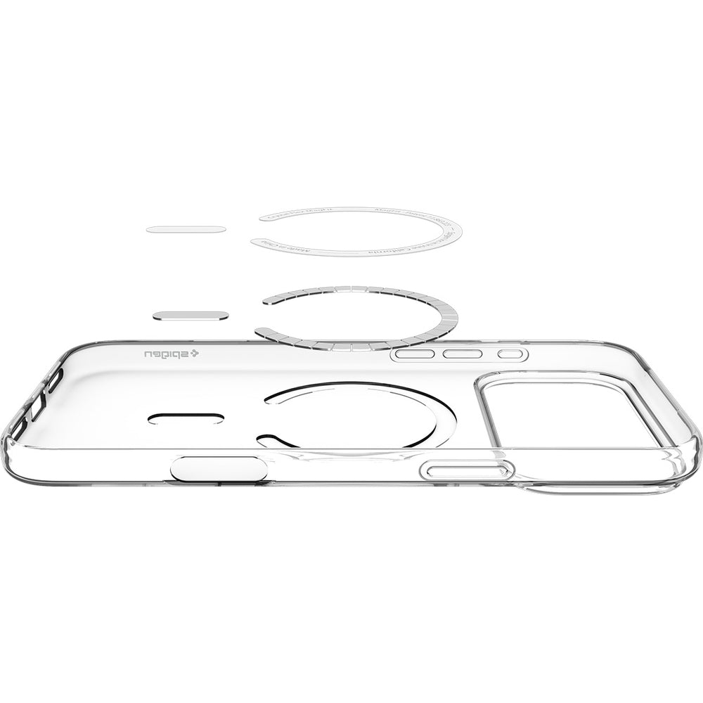 Handyhülle für iPhone 17 Pro, Spigen Liquid Crystal Mag mit MagSafe, Transparent-Weiß