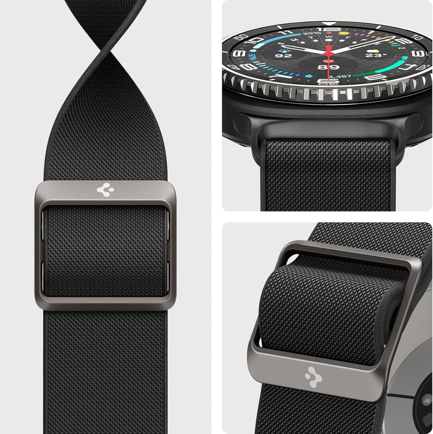Armband für Galaxy Watch 8 40/44 mm, Classic 46 mm, Spigen Lite Fit, Schwarz