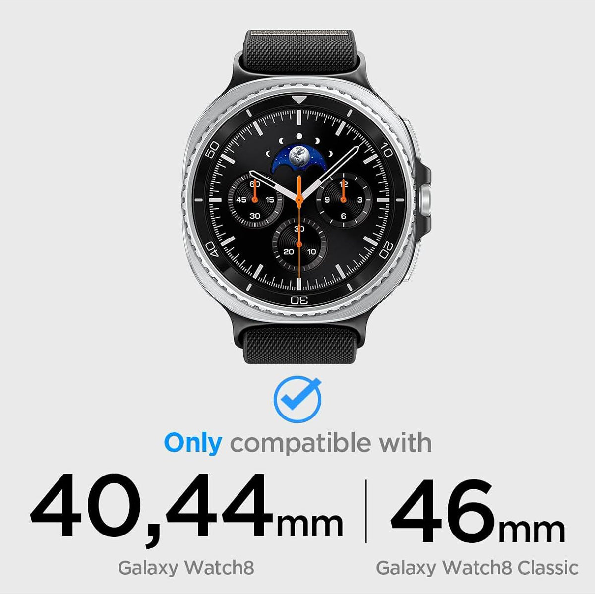 Armband für Galaxy Watch 8 40/44 mm, Classic 46 mm, Spigen Lite Fit, Schwarz