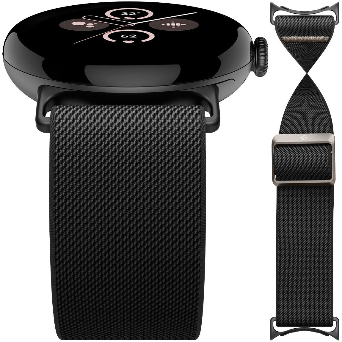 Armband für Google Pixel Watch 3 (45mm) / 5 (45mm) / 4 (45mm), Spigen Lite Fit, Schwarz (1/12)
