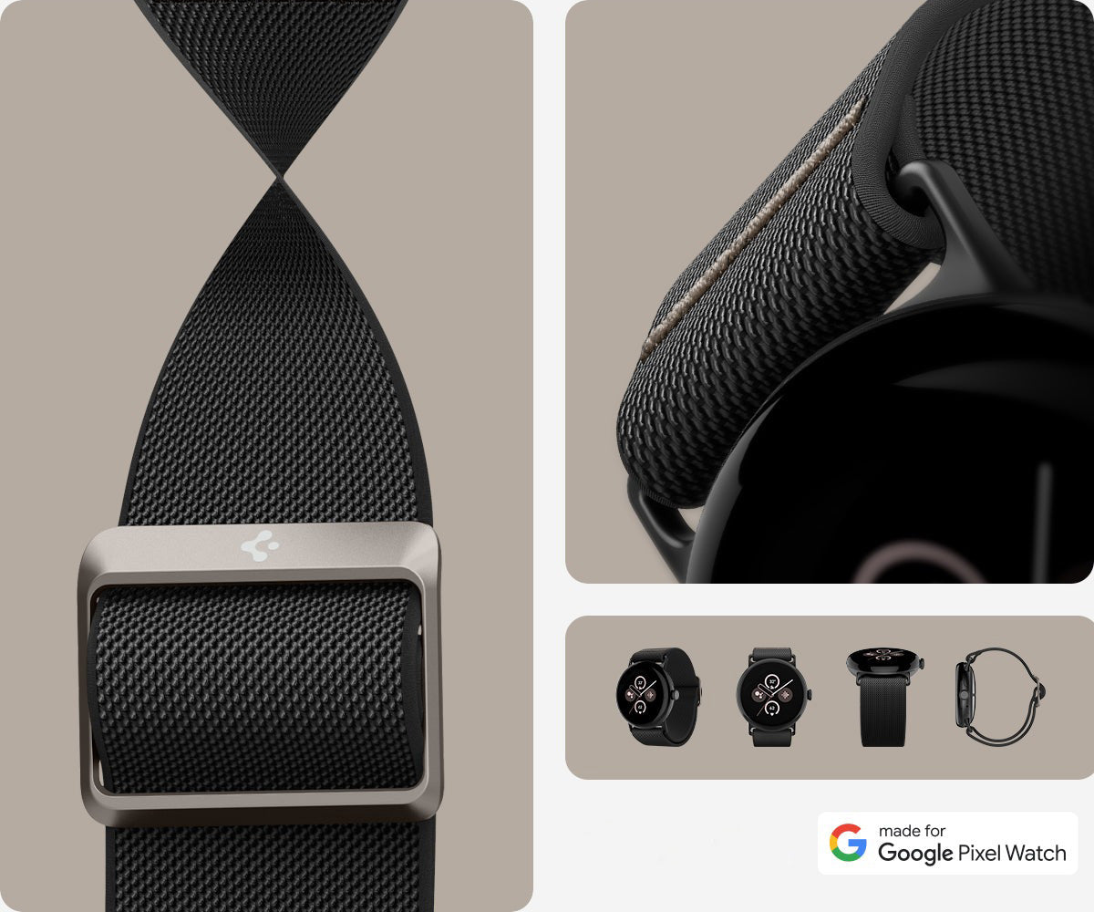 Armband für Google Pixel Watch 3 (45mm) / 5 (45mm) / 4 (45mm), Spigen Lite Fit, Schwarz (2/12)