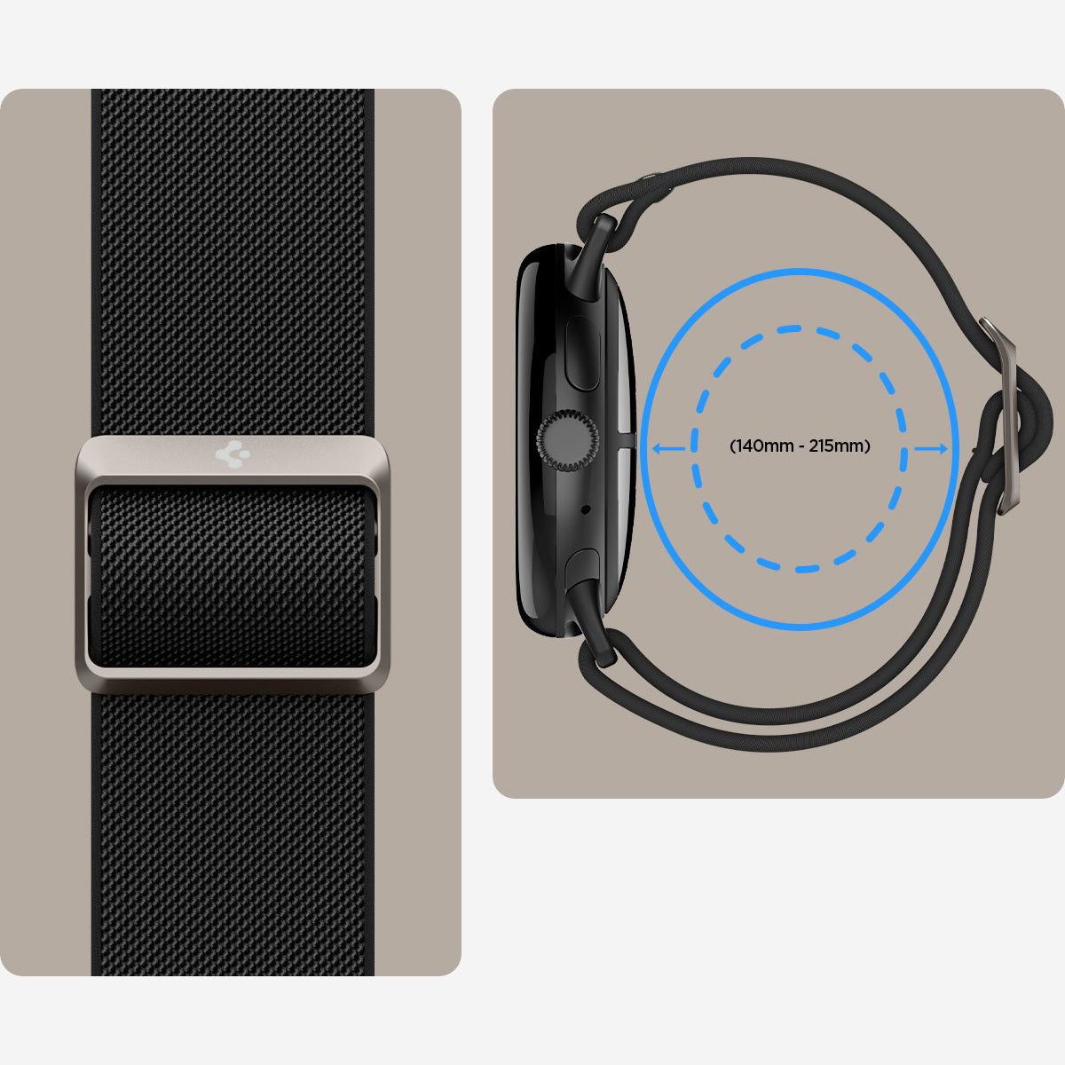 Armband für Google Pixel Watch 3 (45mm) / 5 (45mm) / 4 (45mm), Spigen Lite Fit, Schwarz (3/12)