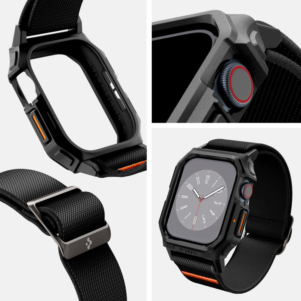 Etui mit Armband für Apple Watch 11 / 10 46 mm, Spigen Lite Fit Pro, Schwarz