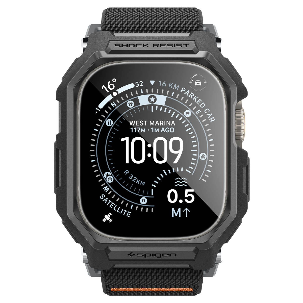 Hülle mit Armband + Glas für Apple Watch Ultra 3 / 2 / 1 (49 mm), Spigen Lite Fit Pro SP, Schwarz