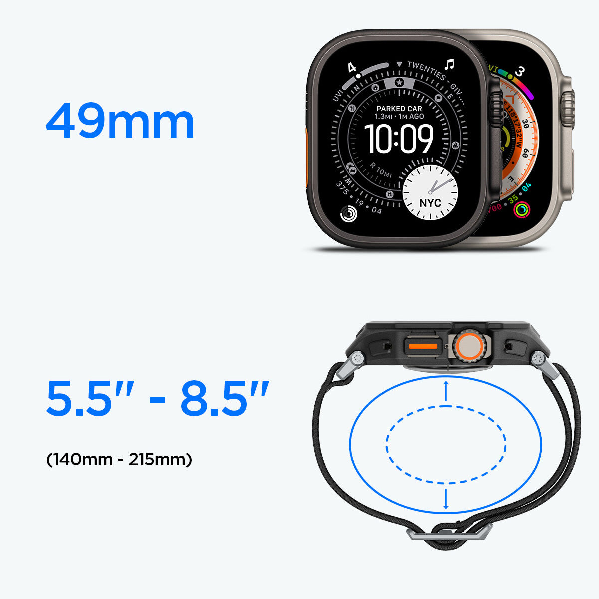 Hülle mit Armband + Glas für Apple Watch Ultra 3 / 2 / 1 (49 mm), Spigen Lite Fit Pro SP, Schwarz