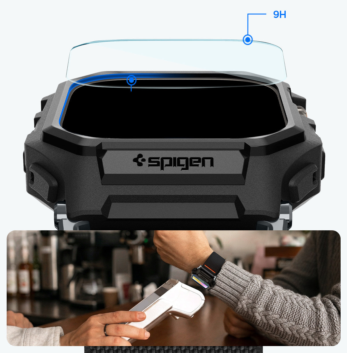 Hülle mit Armband + Glas für Apple Watch Ultra 3 / 2 / 1 (49 mm), Spigen Lite Fit Pro SP, Schwarz