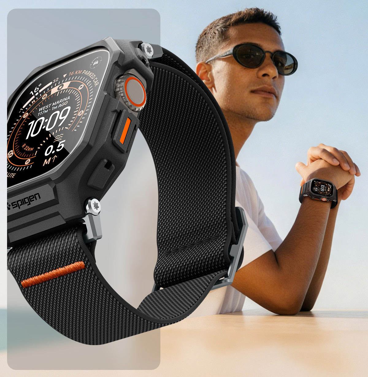 Hülle mit Armband + Glas für Apple Watch Ultra 3 / 2 / 1 (49 mm), Spigen Lite Fit Pro SP, Schwarz