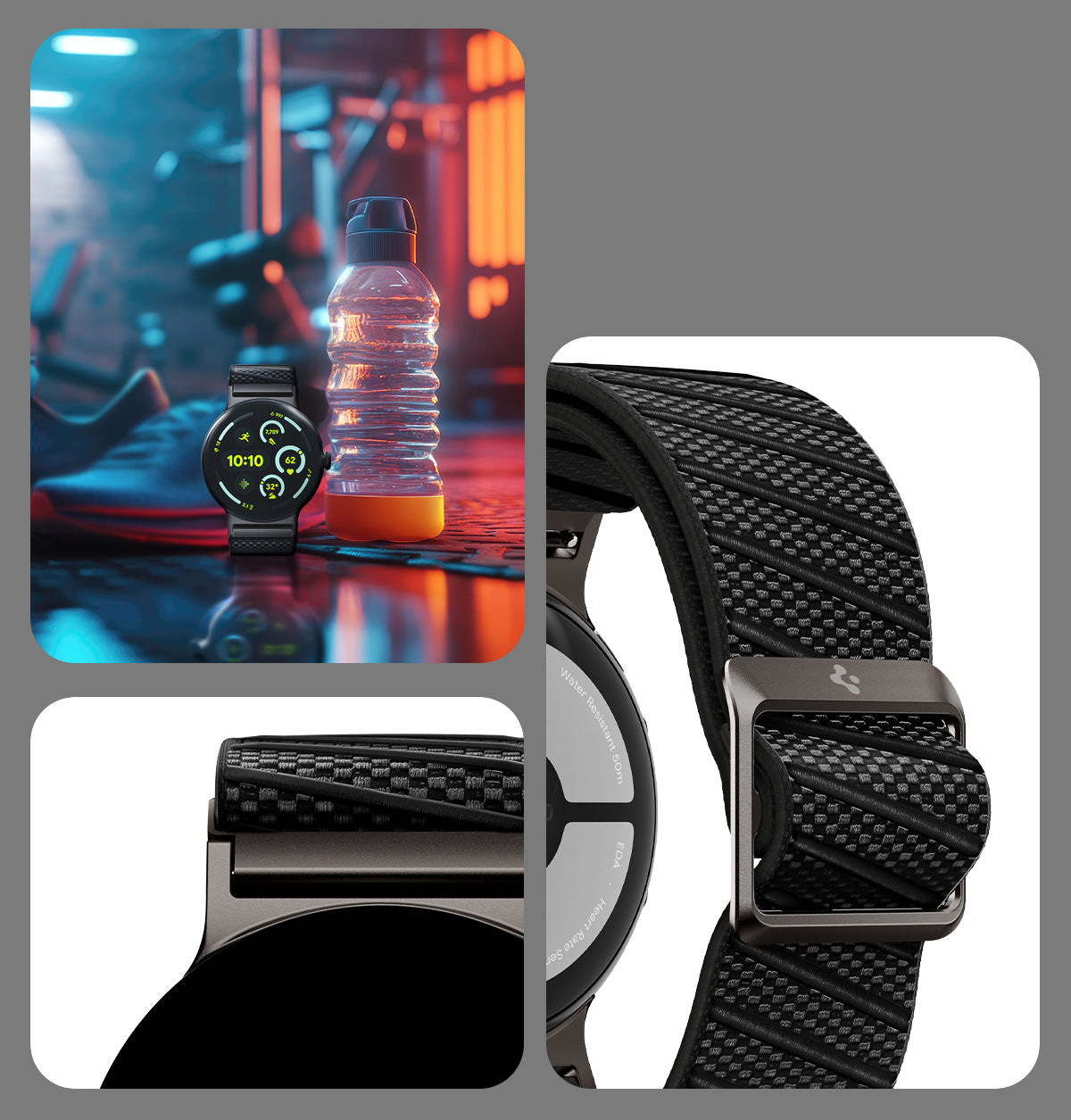 Armband für Pixel Watch 4 / 3 / 2 / 1 41 mm, Spigen Lite Fit X, Schwarz