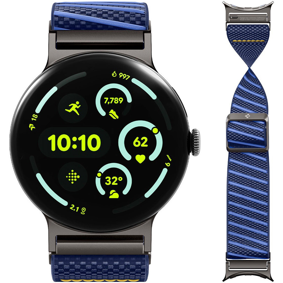 Armband für Google Pixel Watch 5 (45mm) / 4 (45mm) / 3 (45mm), Spigen Lite Fit X, Dunkelblau (1/7)